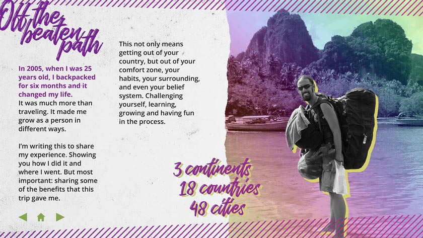 Layout design of digital publication about travel and backpacking