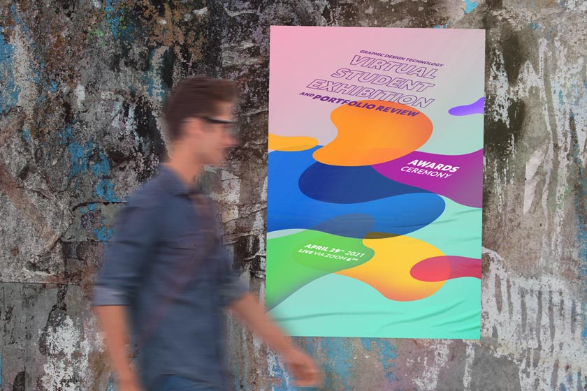 Wall with poster of Graphic Design Exhibition