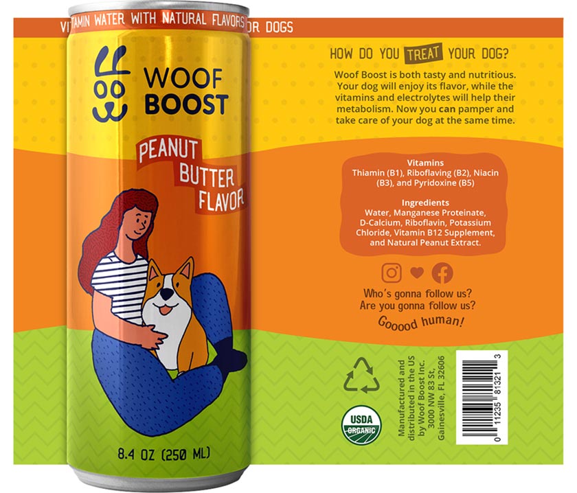 Woof Boost Dog Beverage Logo Design