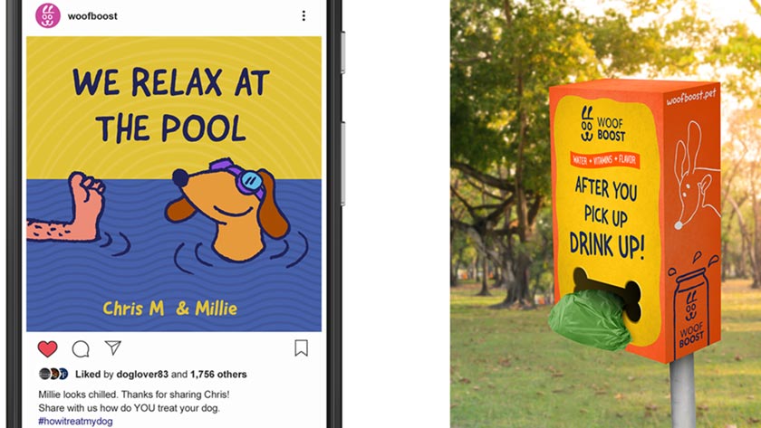 Woof Boost Dog Beverage Logo Design